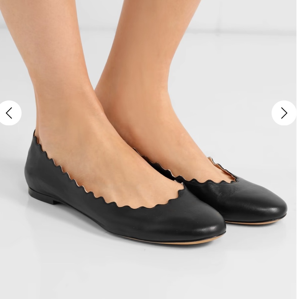 Chloé -  Lauren scalloped leather ballet flats